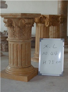 Roman Columns & Pillars,Red Granite Round Column,Hand-craved Stone Column, Yellow Marble Columns