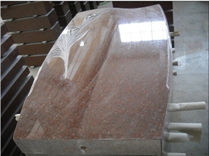 Russia Style Indian Red Granite Tombstone,Flower Monument, Polished and Carving Headstone&Gravestone