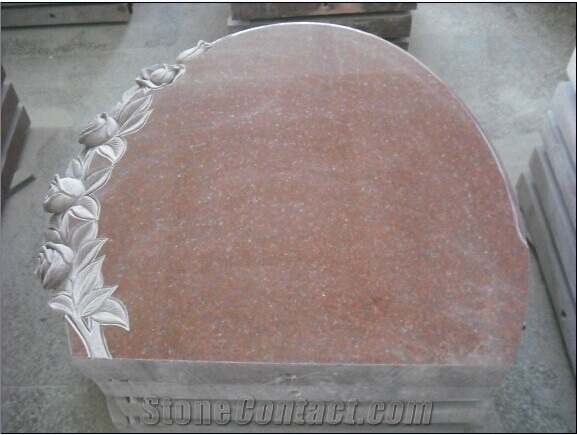 Russia Style Indian Red Granite Tombstone,Rose Monument, Polished and Carving Headstone&Gravestone