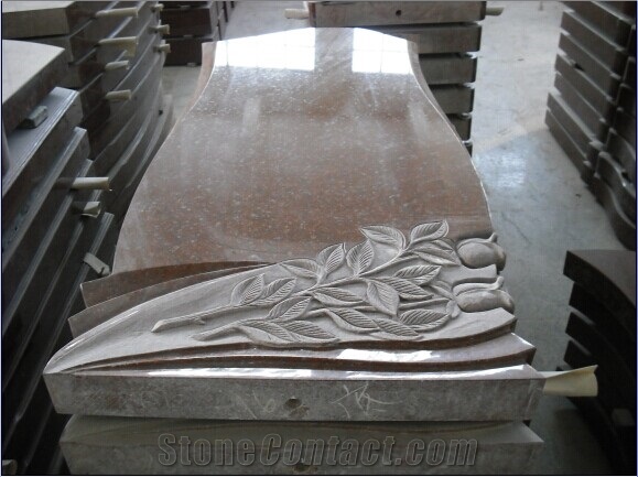 Russian Style Indian Red Black Granite Tombstone, Rose Monument, Polished and Carving Headstone&Gravestone
