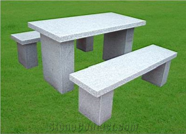 Simple Design Grey Granite Table and Chair for Outdoor