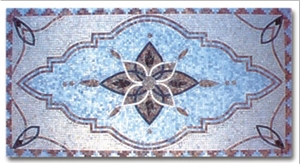 Square Mosaic Medallion, Mosaic Floor Medallion,Chipped Mosaic Medallion