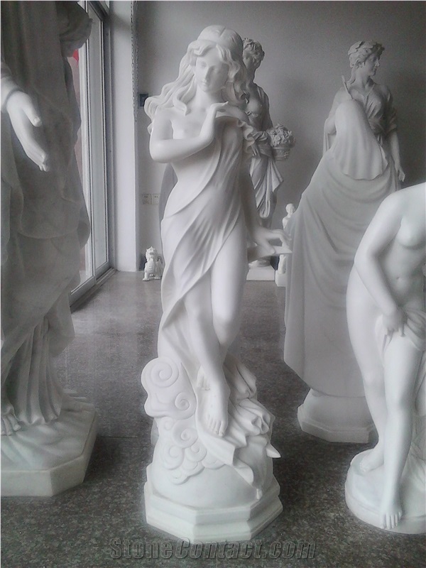 Stone Carving Woman Statue, White Marble Sculptures,Outdoor Garden Figure Sculpture