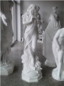 Stone Carving Woman Statue, White Marble Sculptures,Outdoor Garden Figure Sculpture