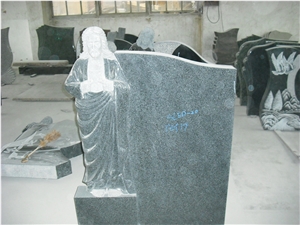 Upright Cheap G654 Headstones with Jesus Carving