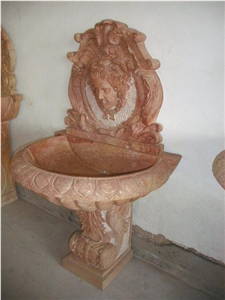 wall mounted fountains,Red Marble Sculptured Fountain