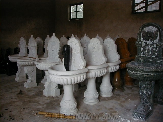 wall mounted fountains,White Marble Sculptured Fountains
