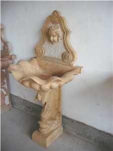 wall mounted fountains,Yellow Marble Entrance Fountain,Sculptured fountains