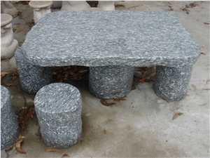 Wave White Granite,Spray White Granite Landscape Stone Table and Bench