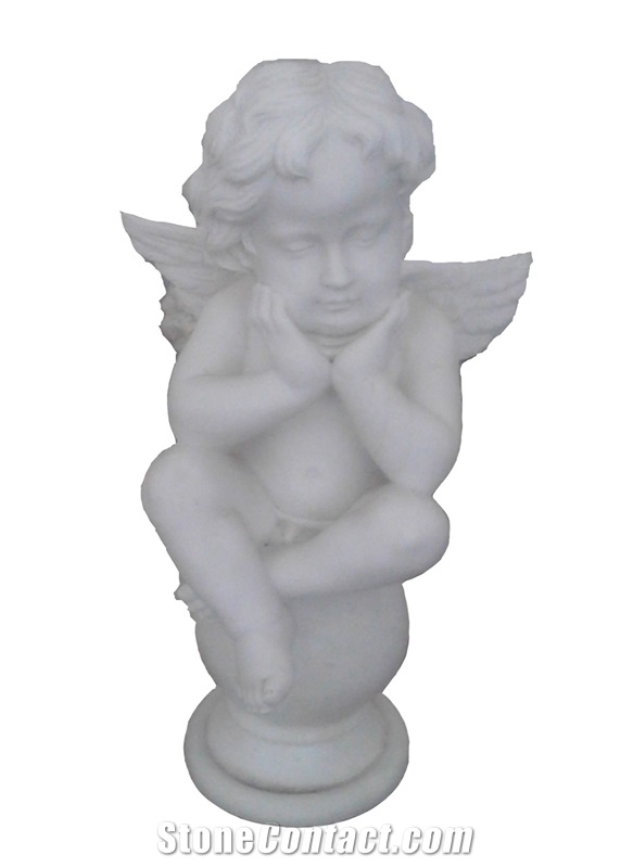 Western Angel Statue, Children Angel Stone Sculpture,White Marble Sculptures