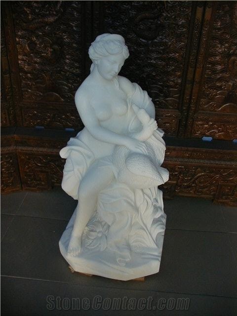 Western Figure Carving Sculpture,Woman Statue,Outdoor Garden White Marble Sculptures
