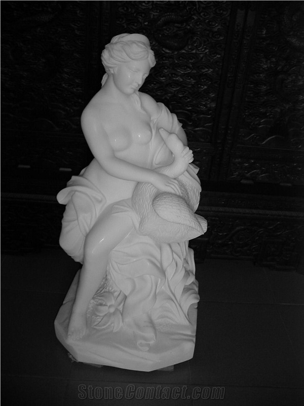 Western Figure Carving Sculpture,Woman Statue,Outdoor Garden White Marble Sculptures