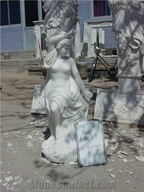 Western Figure Sculpture,Woman Stone Carving Statue,Outdoor Garden White Marble Sculptures