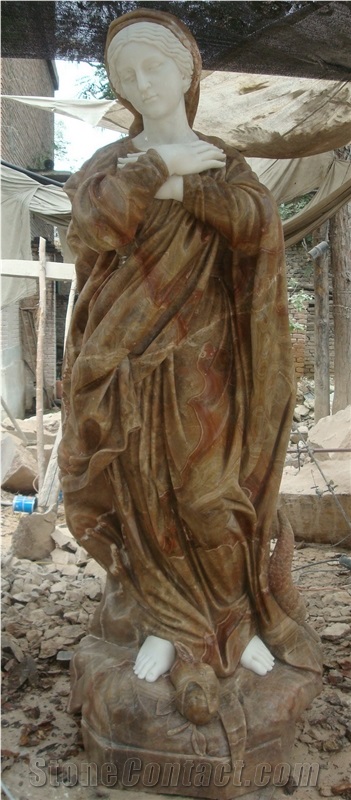 western figure statue,human stone carving,garden woman sculpture