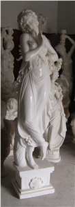 western figure statue,woman sculpture,outdoor garden white marble stone carving