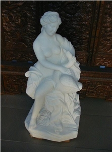 Western Figure Statue, Woman Stone Carving Sculpture,Outdoor Garden White Marble Sculptures