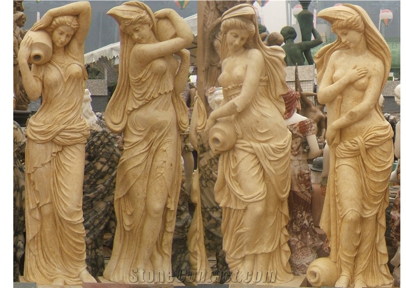 western figure statue,woman stone sculpture,beige marble human stone carving
