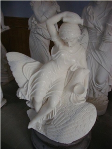 western figure statues,women and pigeon sculptures,polished white marble sculptures