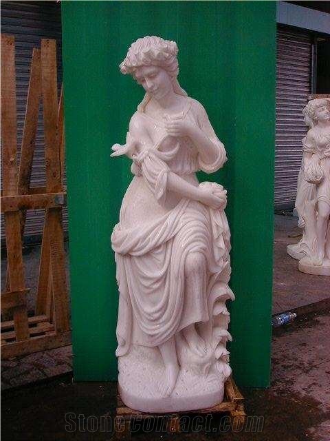 Western Human Stone Sculpture,Outdoor Garden Figure Statue,Polished White Marble Sculpture,