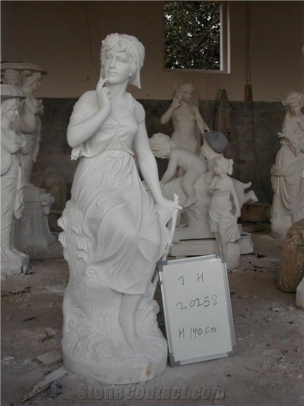 western statue,lady sculpture,white marble human sculpture