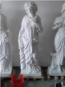Western Woman Carving Statue,White Figure Sculpture, Outdoor Garden Sculpture, Woman Stone Statue White Marble Sculptures