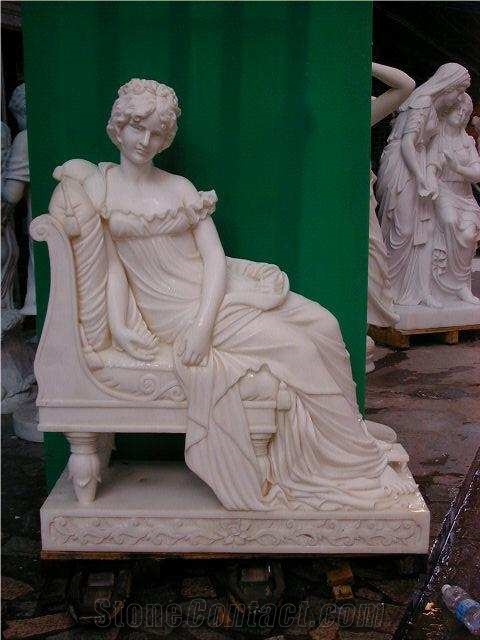 Western Woman Sculpture,Human Stone Carving Statue,Outdoor Garden White Marble Sculptures