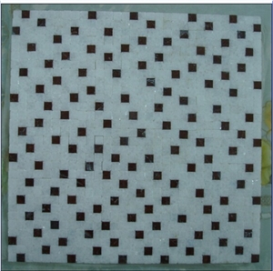 White and Black Brick Combination Marble Mosaic