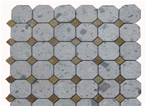 White and Yellow Combination Marble Mosaic, Hexagon Mosaic
