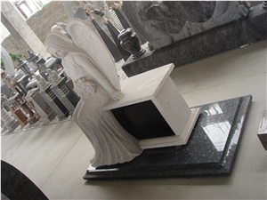 white granite tombstone,engraved tombstone, angle monuments
