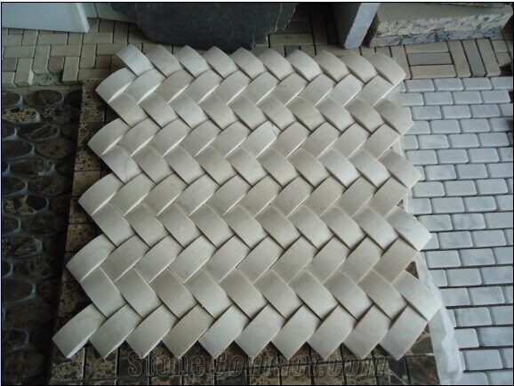 White Marble Basketweave Mosaic