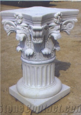 White Marble Column Base,Hand-Carved Column, Column Base White Marble Cultured Stone