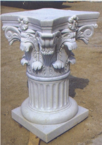 White Marble Column Base,Hand-Carved Column, Column Base White Marble Cultured Stone