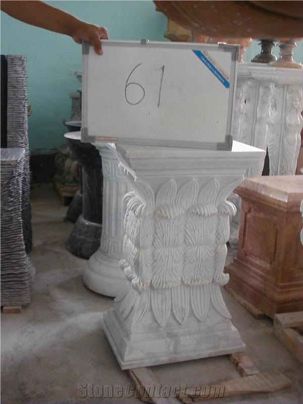 White Marble Column Base,Hand-Carved Column