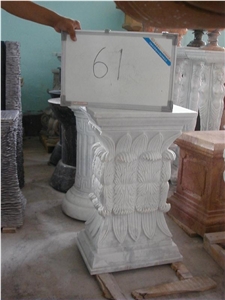 White Marble Column Base,Hand-Carved Column