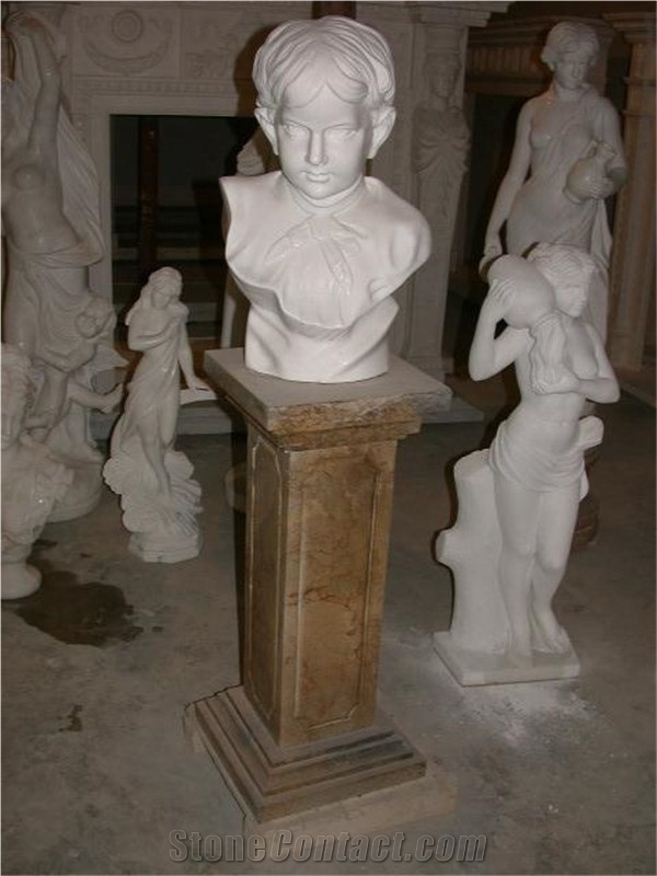 White Marble Statue,Male Head Statue