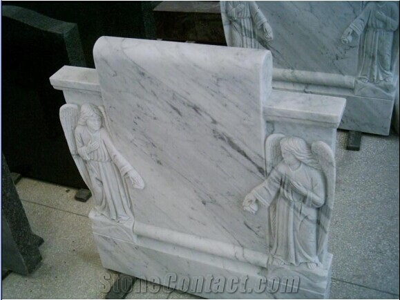 White Marble Tombstone, Angle Monument and Headstone