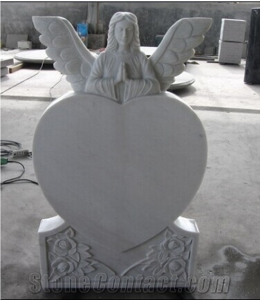 white marble tombstone,angle monument design,heart monument