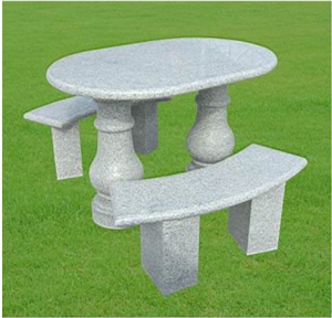 Whole Set Of G603 Grey Granite Table and Bench
