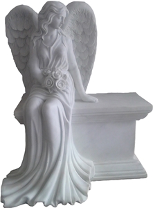 Woman Angel Statue,Western Figure Sculpture, Angel Stone Sculpture,Outdoor White Marble Sculpture
