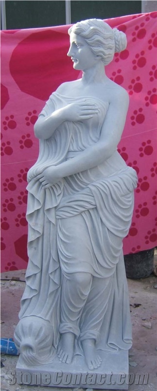 woman sculpture, white marble figure statue,human stone carving