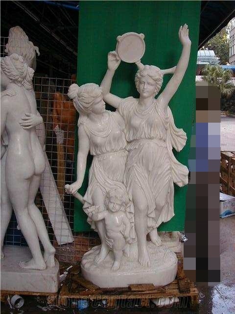 Women Stone Carving Sculpture,Western Human Statue,Outdoor Garden White Marble Scuplture