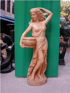 Women Stone Sculpture,Western Figure Statue,Yellow Marble Sculpture
