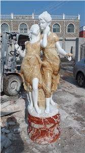 Yellow Handcarved Sculpture,Natural Stone Carving,Human Sculpture & Statue