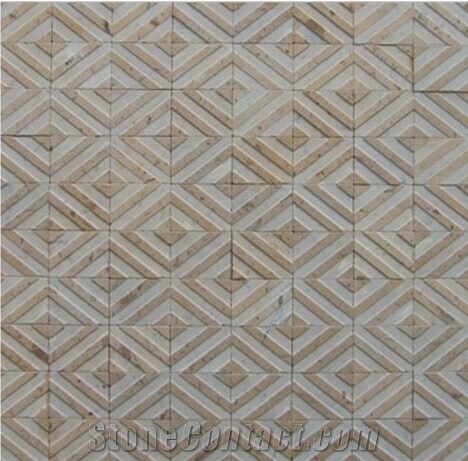 Yellow Marble Groove Brick Mosaic