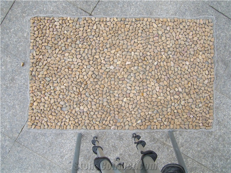 Yellow Pebble Mosaic Tile on Mesh