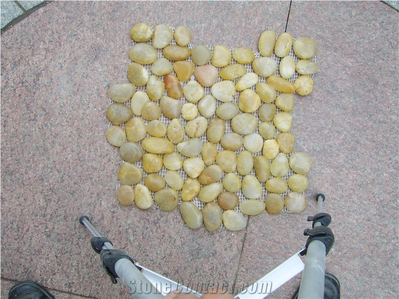 Yellow Pebble Stone Mosaic Tile