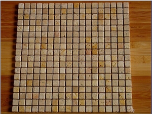 Yellow Square Travertine Mosaic,brick mosaic,wall mosaic,polished mosaic
