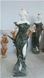 young lady statues,western humans sculpture,green marble garden sculptures