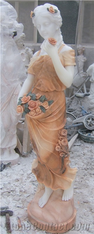 younger girls sculpture,woman with flowers sculpture,western figure statues