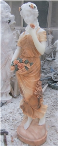 younger girls sculpture,woman with flowers sculpture,western figure statues
